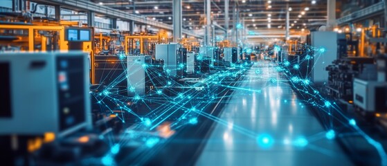 Obraz premium The Connected Machines, Digital Twins in Manufacturing