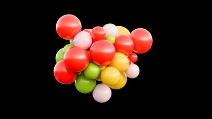 We present a vibrant and eyecatching abstract model of a molecular structure that prominently features colorful spheres, making it perfect for scientific or educational content delivery