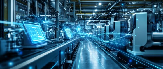 Fototapeta premium The Connected Machines, Digital Twins in Manufacturing