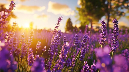 Fototapeta premium Endless lavender fields stretching toward the horizon