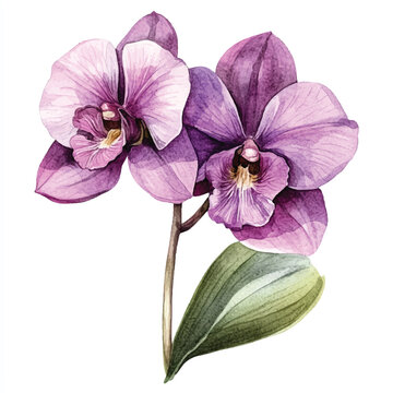 recommend clip art: Orchid flower watercolor clipart illustration isolated