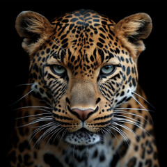 Obraz premium Regal Leopard Head with Intense Gaze