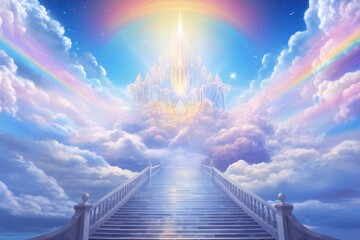 Fototapeta premium Rainbow way to heaven architecture backgrounds building.
