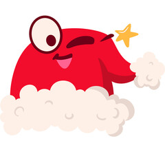 Noel Hat Wink Face Cartoon