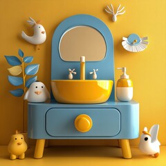 Fototapeta premium Colorful and Whimsical Children's Vanity Set