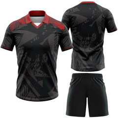 black t shirt Sublimation Polo Strip Collar Design Mockup Template