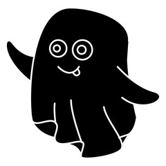 Halloween ghost with funny face icon