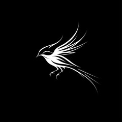 Abstract Bird Silhouette: A Minimalist Design in White on Black