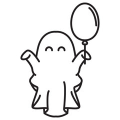 ghost with cute balloons
