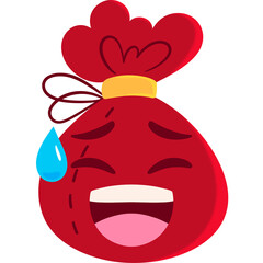 Santa Bag Relieved Face Cartoon