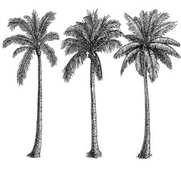 Palm Trees Sketch - Hand Drawn Tropical Illustration