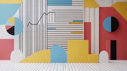 Obraz premium Abstract geometric shapes background with colorful and modern design.