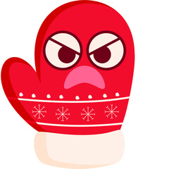 Winter Gloves Angry Face Cartoon