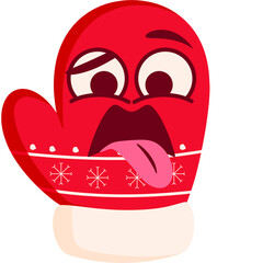Winter Gloves Disgusting Face Cartoon