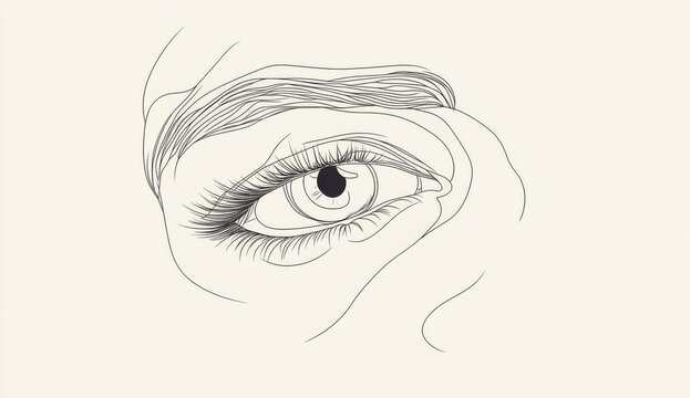 recommend clip art: Line Art Drawing of a Human Eye - Minimalist Portrait Illustration