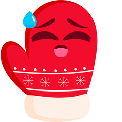 Winter Gloves Relieved Face Cartoon