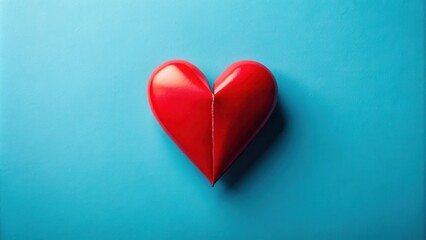 A single red heart sits on a vibrant blue background, a simple yet powerful symbol of love, affection, and passion.