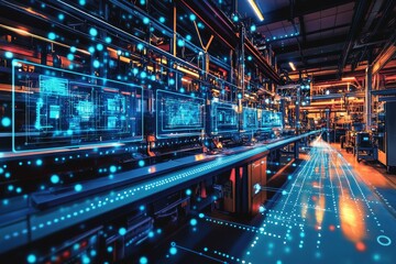 Fototapeta premium The Virtual Factory Control Room, Digital Twins in Manufacturing