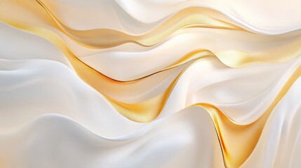 Fototapeta premium Luxury Golden Silk Patterns. Elegant Abstract Waves in White and Gold