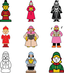 Christmas Caroler Collection Bundle – Festive Holiday Carol Singers Vector Set