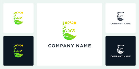 Vector letter E digital leaf logo and icon editable