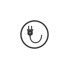 Cord with plug in circle shape icon isolated on transparent background