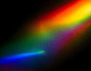 Obraz premium Colorful, scratched light leaks in a blurred rainbow pattern on a black backdrop, designed to add a nostalgic, analog vibe to images