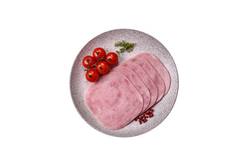 Ham, spam with salt, spices and herbs cut into slices