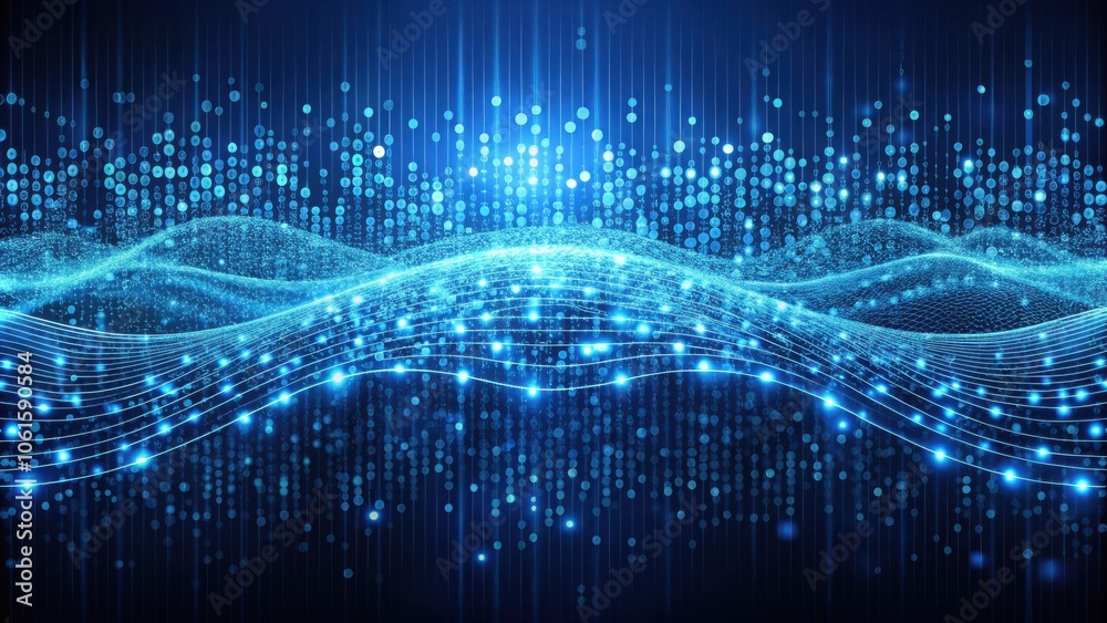 Poster abstract digital wave with glowing lines and data points