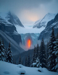 Ice land Summer Cold Winter Landscapes generated by AI