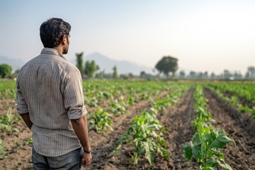 Fototapeta premium South Asian Journalist Interviewing in a Vegetable Field