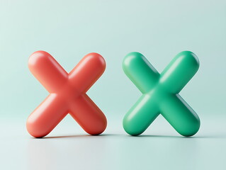 Dimensional Letter X And Check Mark set