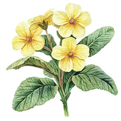 primrose flower watercolor clipart illustration isolated