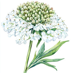 Queen Annes Lace flower watercolor clipart illustration isolated