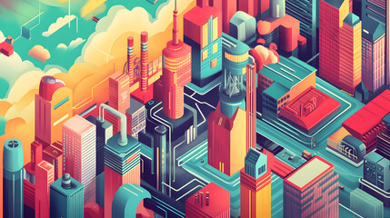 A vibrant illustration of sustainable energy solutions, highlighting how humans are transitioning to renewable resources.