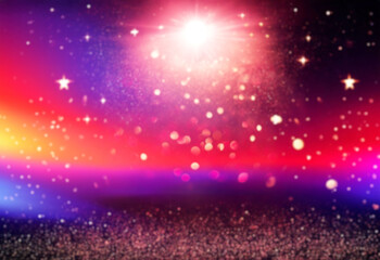Fototapeta premium Red and white bokeh lights create a warm, festive glow against a dark background.