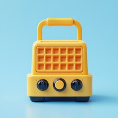 Fototapeta premium Retro Yellow Waffle Maker on Pastel Blue Background