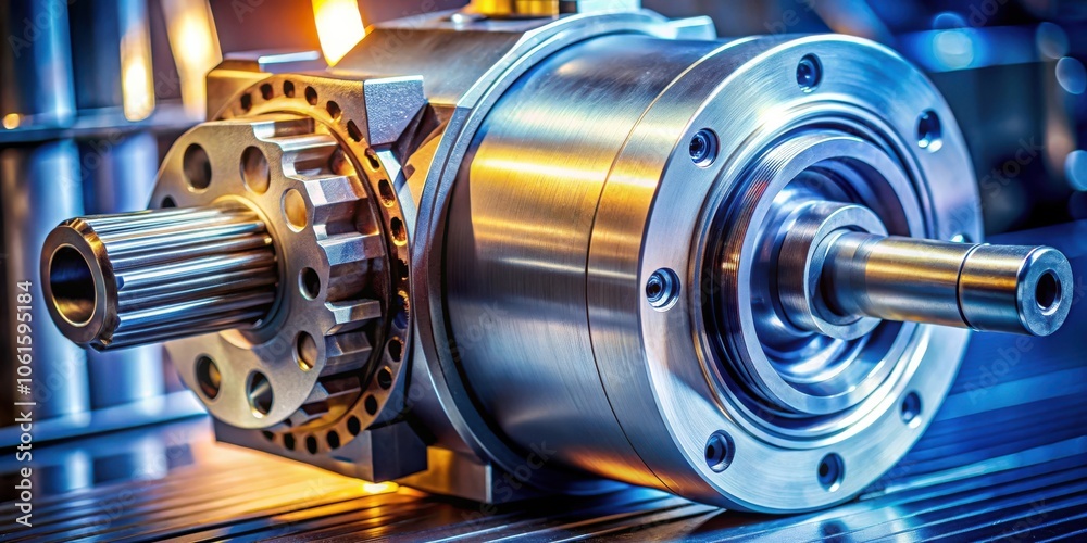 Aufkleber a close-up view of a shiny metallic industrial gear with intricate details, showcasing the precision