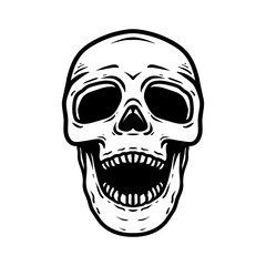 scary human skull halloween drawing coloring line art style sketch classic vintage design illustration