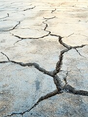 Obraz premium Cracked dry earth showing signs of drought and environmental stress.