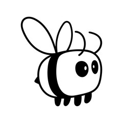 fun cute bee cartoon logo drawing coloring line art style sketch classic vintage design illustration