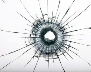 Obraz premium Bullet hole on the glass, broken glass