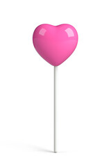 Heart-shaped pink pop cake isolated on white background. Valentine's Day Concept