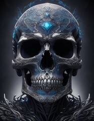surreal skull on black background
