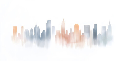 Fototapeta premium Watercolor Illustration of City Skyline isolated on white background