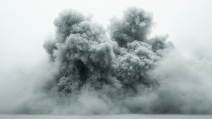 Highresolution image of a dramatic black smoke explosion on white background for design and visual effects