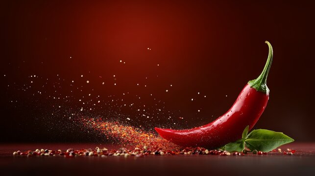 Vibrant red chili pepper bursting with seeds, a culinary delight of flavor and spice