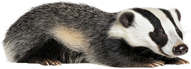 Majestic badger european isolated, untamed forest wildlife grey, striking black animal mustelidae...