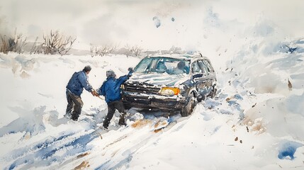 Helping a Vehicle in Snowy Conditions