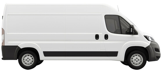 Professional van isolated side view, efficient vehicle transportation mockup, streamlined logistics car shipping blank, dynamic automobile cargo, modern commercial delivery